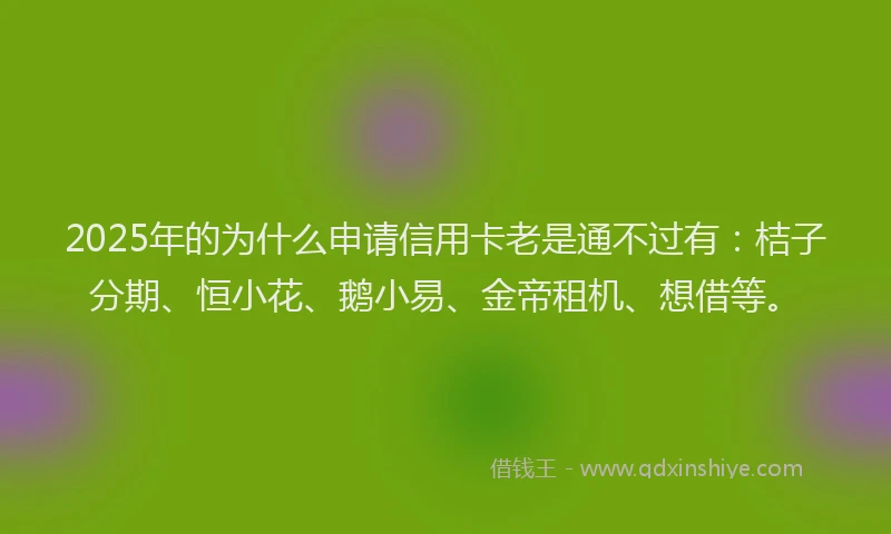 2025年的为什么申请信用卡老是通不过有：桔子分期、恒小花、鹅小易、金帝租机、想借等。