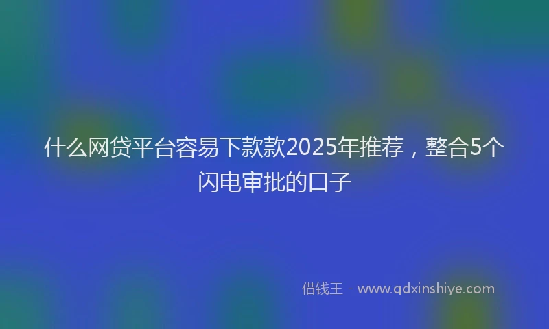 什么网贷平台容易下款款2025年推荐，整合5个闪电审批的口子
