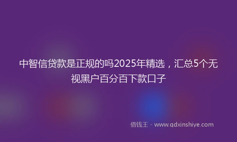 中智信贷款是正规的吗2025年精选，汇总5个无视黑户百分百下款口子