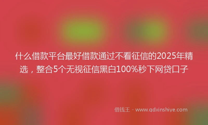 什么借款平台最好借款通过不看征信的2025年精选，整合5个无视征信黑白100%秒下网贷口子