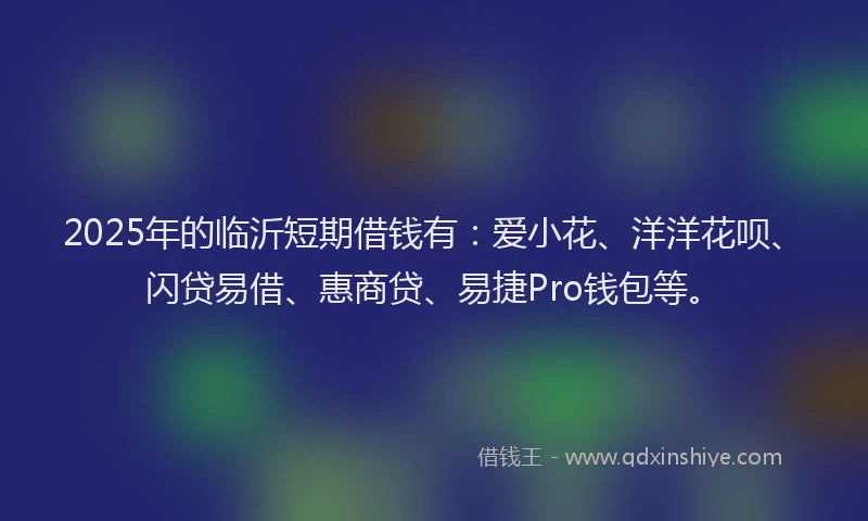 2025年的临沂短期借钱有：爱小花、洋洋花呗、闪贷易借、惠商贷、易捷Pro钱包等。