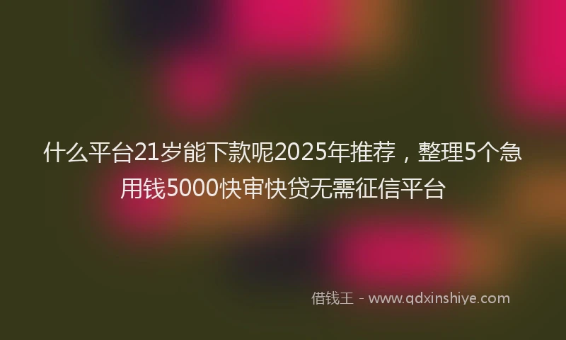 什么平台21岁能下款呢2025年推荐，整理5个急用钱5000快审快贷无需征信平台