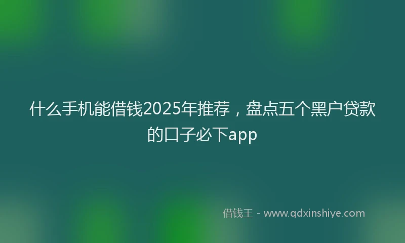 什么手机能借钱2025年推荐，盘点五个黑户贷款的口子必下app