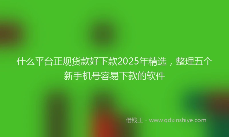 什么平台正规货款好下款2025年精选，整理五个新手机号容易下款的软件