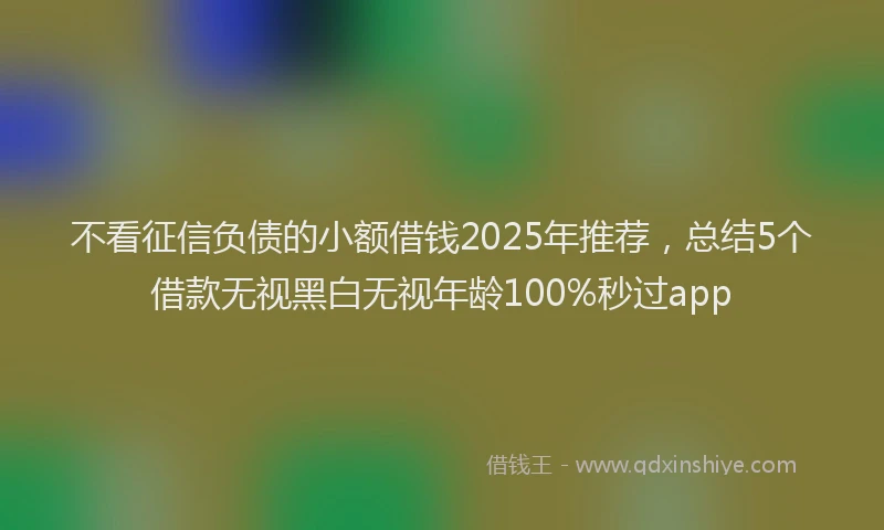 不看征信负债的小额借钱2025年推荐，总结5个借款无视黑白无视年龄100%秒过app
