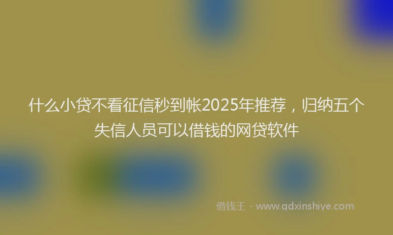 什么小贷不看征信秒到帐2025年推荐，归纳五个失信人员可以借钱的网贷软件