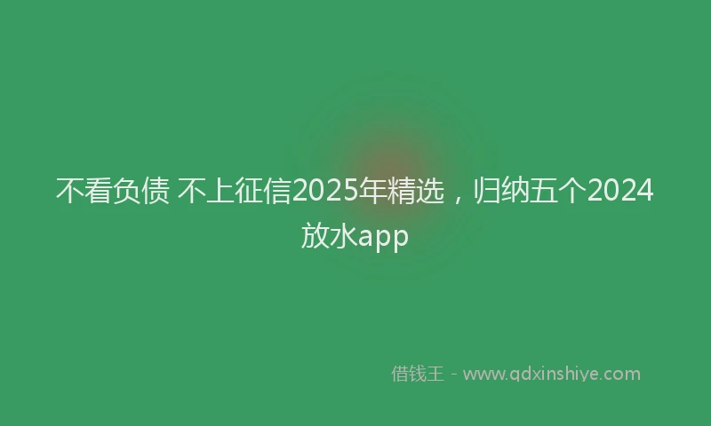 不看负债 不上征信2025年精选，归纳五个2024放水app
