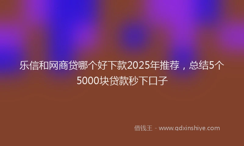 乐信和网商贷哪个好下款2025年推荐，总结5个5000块贷款秒下口子