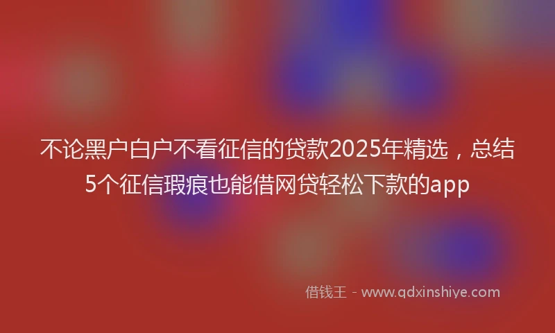 不论黑户白户不看征信的贷款2025年精选，总结5个征信瑕疵也能借网贷轻松下款的app