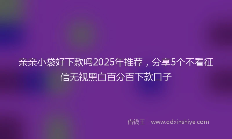 亲亲小袋好下款吗2025年推荐，分享5个不看征信无视黑白百分百下款口子