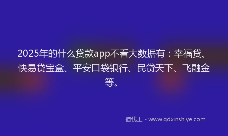 2025年的什么贷款app不看大数据有：幸福贷、快易贷宝盒、平安口袋银行、民贷天下、飞融金等。