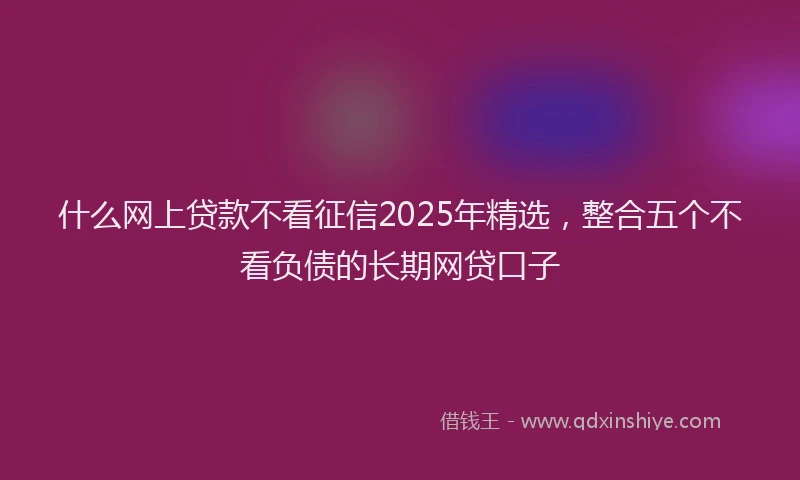 什么网上贷款不看征信2025年精选，整合五个不看负债的长期网贷口子