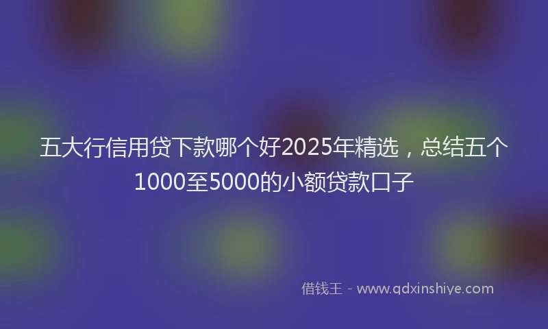 五大行信用贷下款哪个好2025年精选，总结五个1000至5000的小额贷款口子