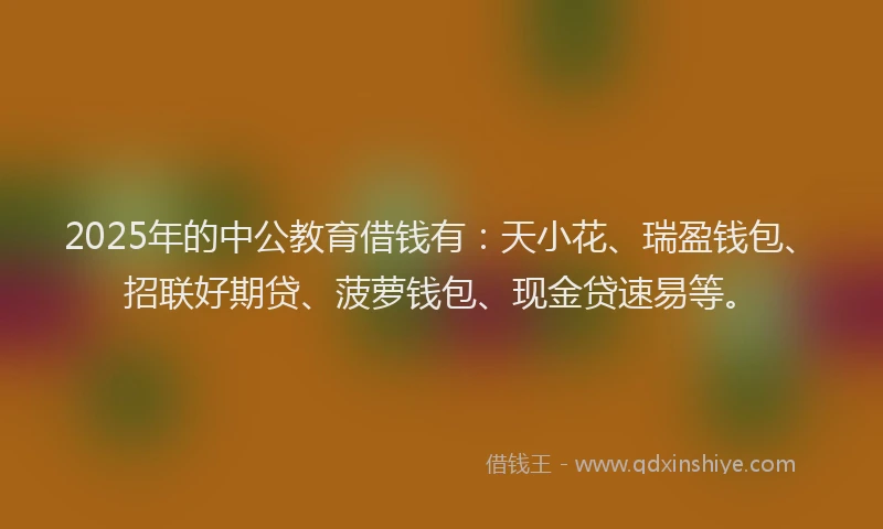 2025年的中公教育借钱有：天小花、瑞盈钱包、招联好期贷、菠萝钱包、现金贷速易等。