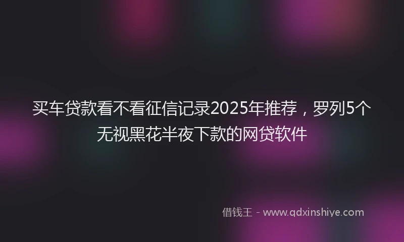 买车贷款看不看征信记录2025年推荐，罗列5个无视黑花半夜下款的网贷软件