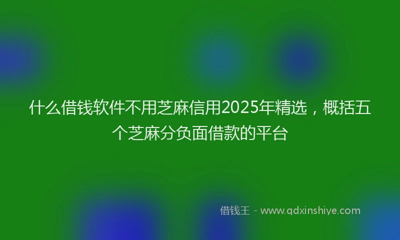 什么借钱软件不用芝麻信用2025年精选，概括五个芝麻分负面借款的平台