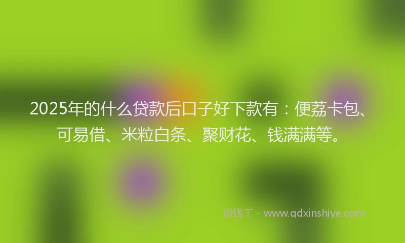 2025年的什么贷款后口子好下款有：便荔卡包、可易借、米粒白条、聚财花、钱满满等。