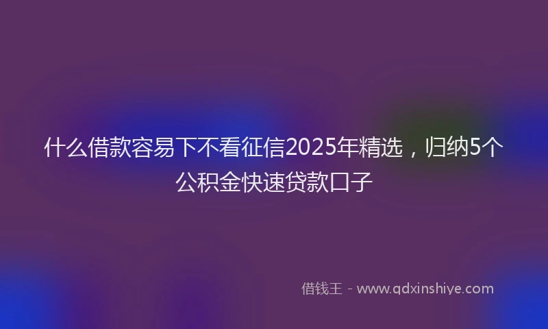 什么借款容易下不看征信2025年精选，归纳5个公积金快速贷款口子