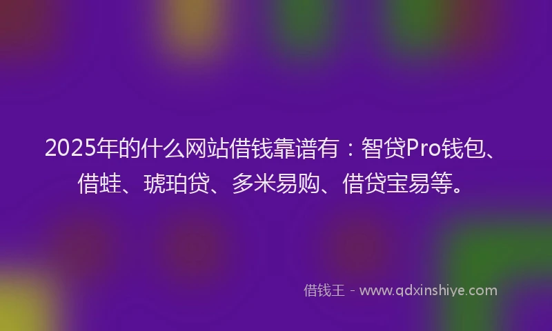 2025年的什么网站借钱靠谱有：智贷Pro钱包、借蛙、琥珀贷、多米易购、借贷宝易等。