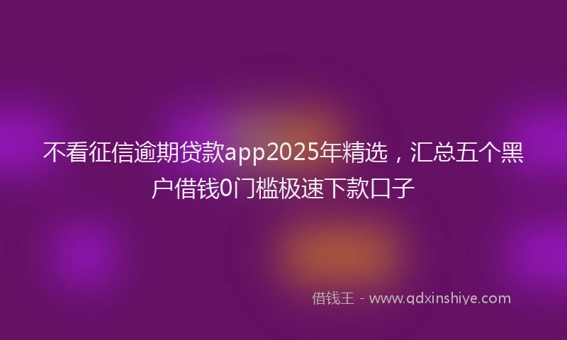 不看征信逾期贷款app2025年精选，汇总五个黑户借钱0门槛极速下款口子