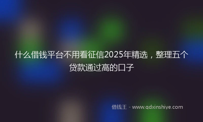 什么借钱平台不用看征信2025年精选，整理五个贷款通过高的口子