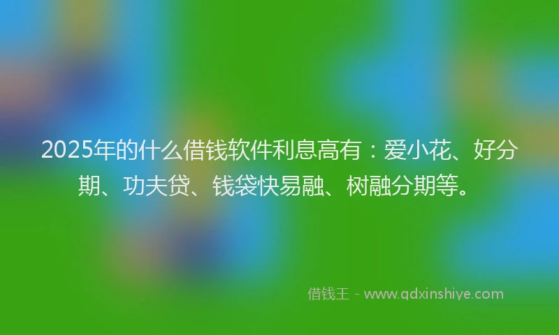 2025年的什么借钱软件利息高有：爱小花、好分期、功夫贷、钱袋快易融、树融分期等。