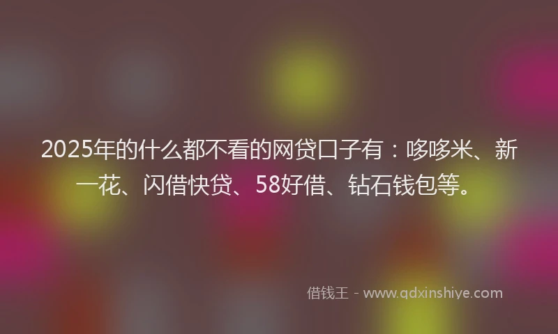 2025年的什么都不看的网贷口子有：哆哆米、新一花、闪借快贷、58好借、钻石钱包等。