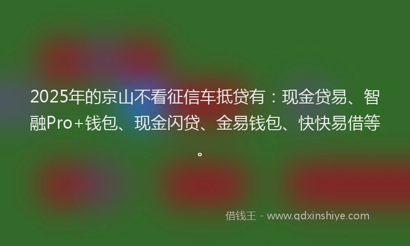 2025年的京山不看征信车抵贷有：现金贷易、智融Pro+钱包、现金闪贷、金易钱包、快快易借等。