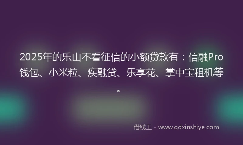 2025年的乐山不看征信的小额贷款有：信融Pro钱包、小米粒、疾融贷、乐享花、掌中宝租机等。
