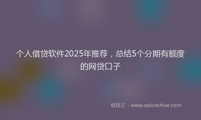 个人借贷软件2025年推荐，总结5个分期有额度的网贷口子