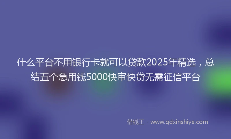 什么平台不用银行卡就可以贷款2025年精选，总结五个急用钱5000快审快贷无需征信平台