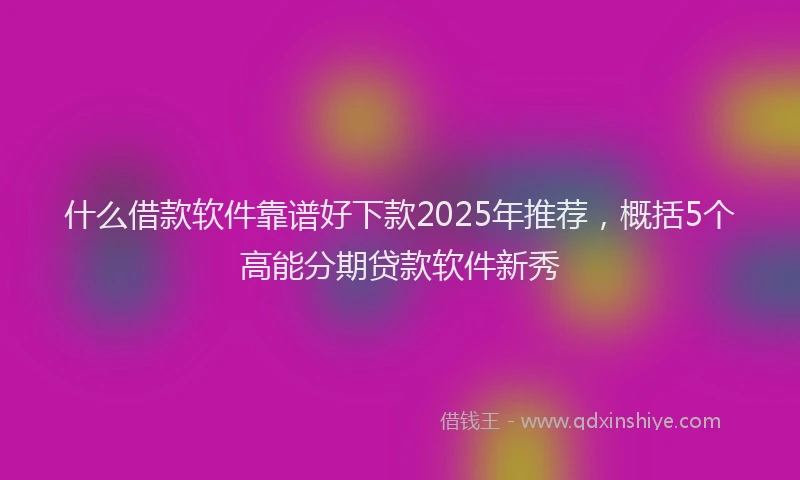 什么借款软件靠谱好下款2025年推荐，概括5个高能分期贷款软件新秀