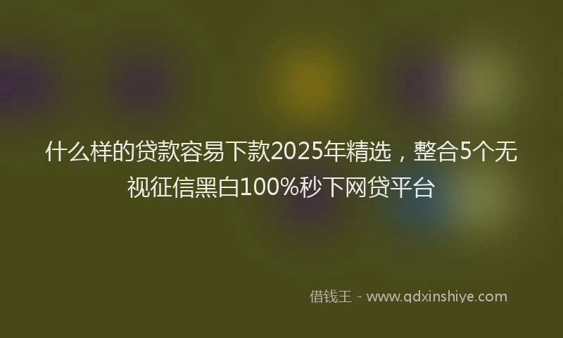什么样的贷款容易下款2025年精选，整合5个无视征信黑白100%秒下网贷平台