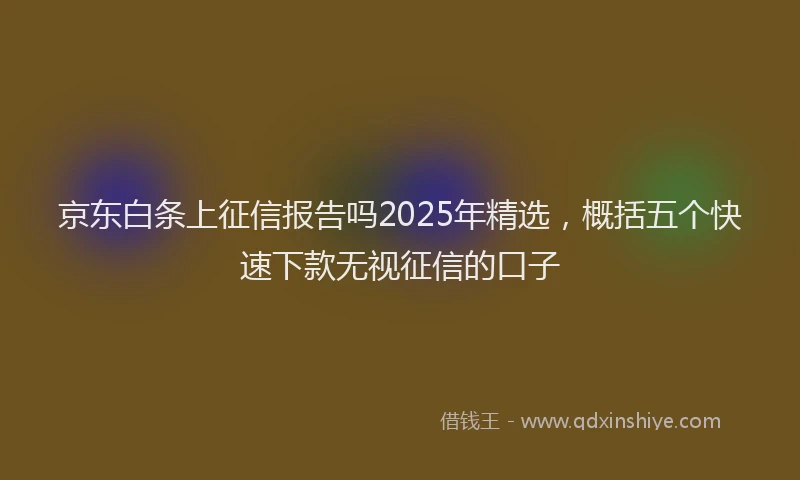 京东白条上征信报告吗2025年精选，概括五个快速下款无视征信的口子