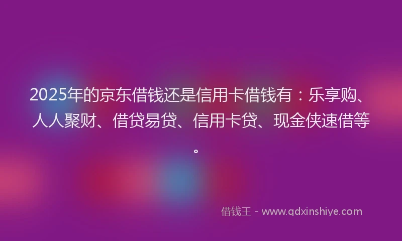 2025年的京东借钱还是信用卡借钱有：乐享购、人人聚财、借贷易贷、信用卡贷、现金侠速借等。