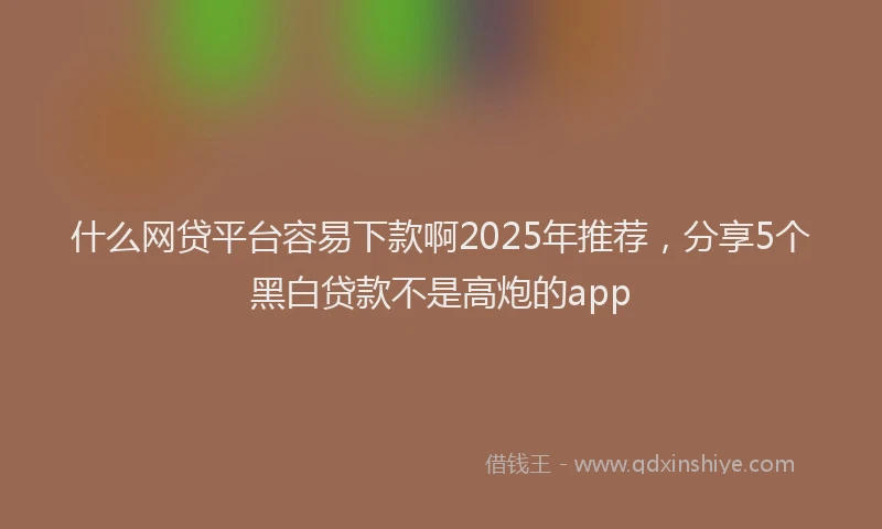 什么网贷平台容易下款啊2025年推荐，分享5个黑白贷款不是高炮的app