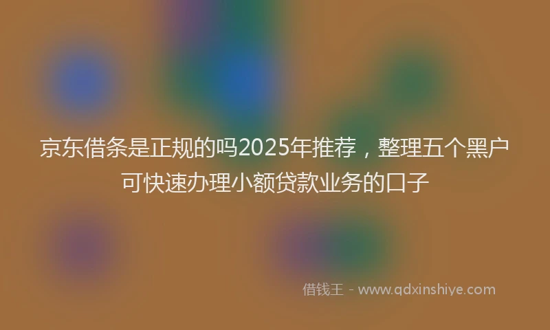 京东借条是正规的吗2025年推荐，整理五个黑户可快速办理小额贷款业务的口子