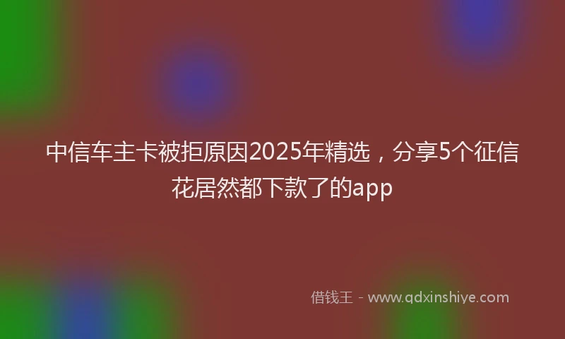 中信车主卡被拒原因2025年精选，分享5个征信花居然都下款了的app