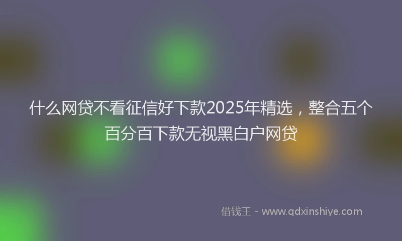 什么网贷不看征信好下款2025年精选，整合五个百分百下款无视黑白户网贷