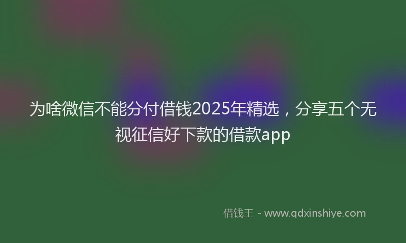 为啥微信不能分付借钱2025年精选，分享五个无视征信好下款的借款app