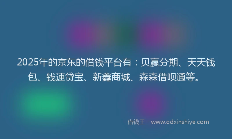 2025年的京东的借钱平台有：贝赢分期、天天钱包、钱速贷宝、新鑫商城、森森借呗通等。