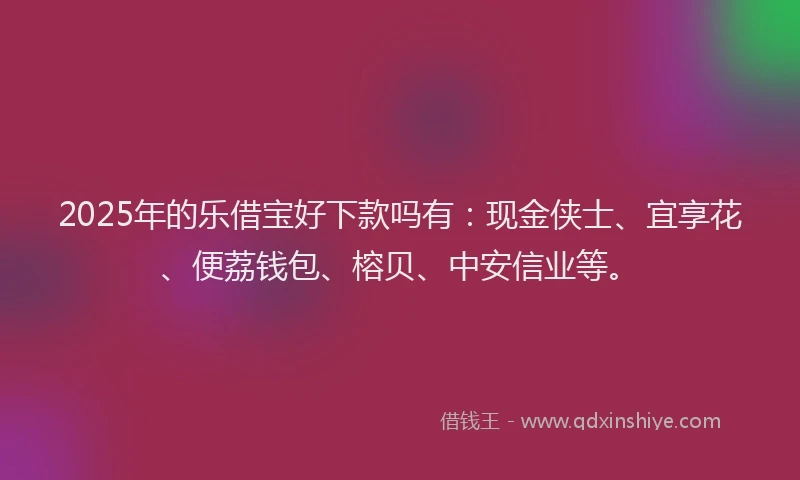 2025年的乐借宝好下款吗有：现金侠士、宜享花、便荔钱包、榕贝、中安信业等。