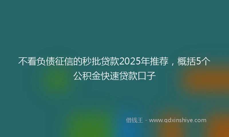 不看负债征信的秒批贷款2025年推荐，概括5个公积金快速贷款口子