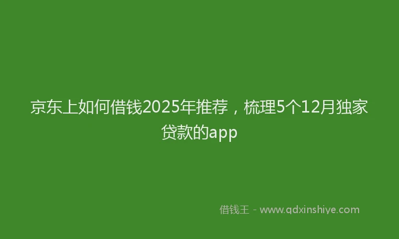 京东上如何借钱2025年推荐，梳理5个12月独家贷款的app