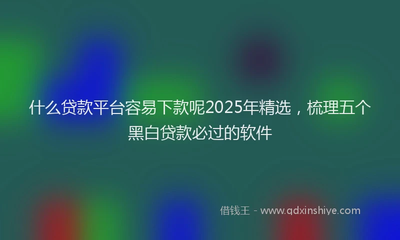 什么贷款平台容易下款呢2025年精选，梳理五个黑白贷款必过的软件