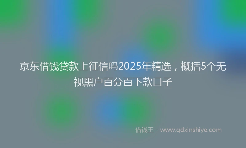 京东借钱贷款上征信吗2025年精选，概括5个无视黑户百分百下款口子