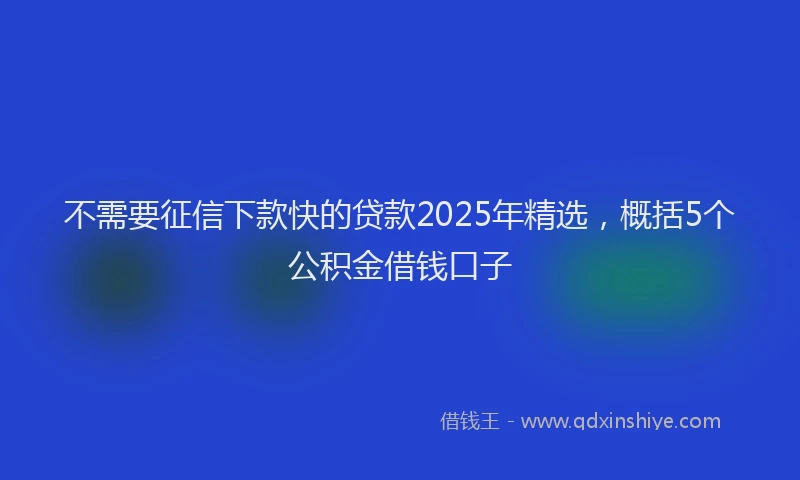 不需要征信下款快的贷款2025年精选，概括5个公积金借钱口子
