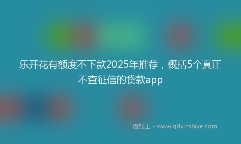 乐开花有额度不下款2025年推荐，概括5个真正不查征信的贷款app