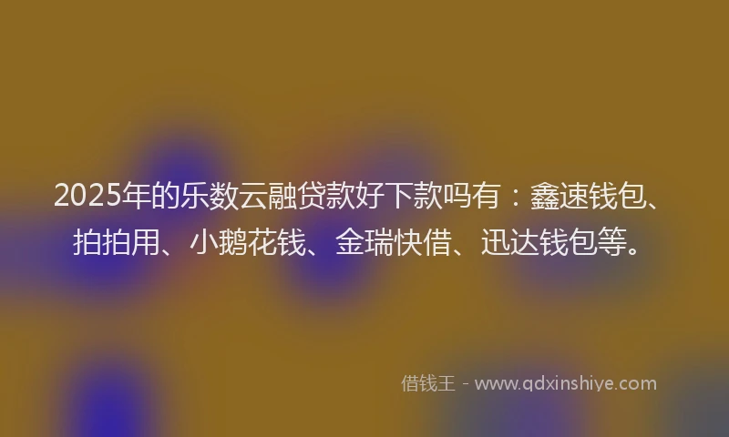 2025年的乐数云融贷款好下款吗有：鑫速钱包、拍拍用、小鹅花钱、金瑞快借、迅达钱包等。