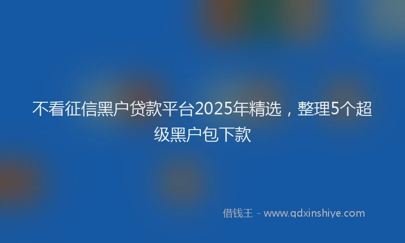 不看征信黑户贷款平台2025年精选，整理5个超级黑户包下款